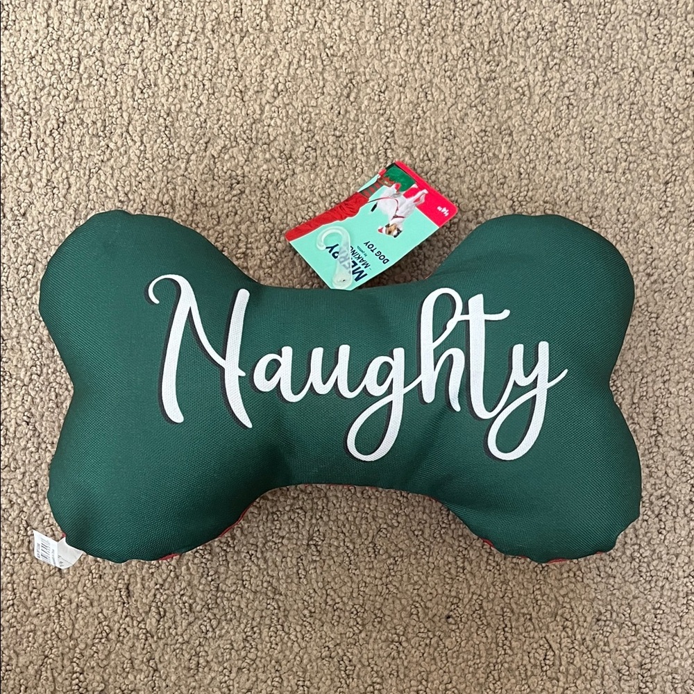 Festive Green Naughty Pillow by Holiday Home